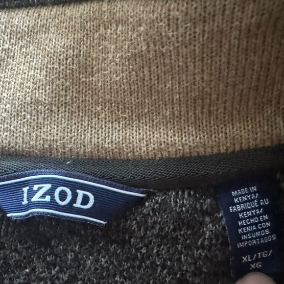 IZOD MEN'S 1/4 Zip‎ Pullover Fleece Sweater Camel Heather XL - Picture 7 of 8